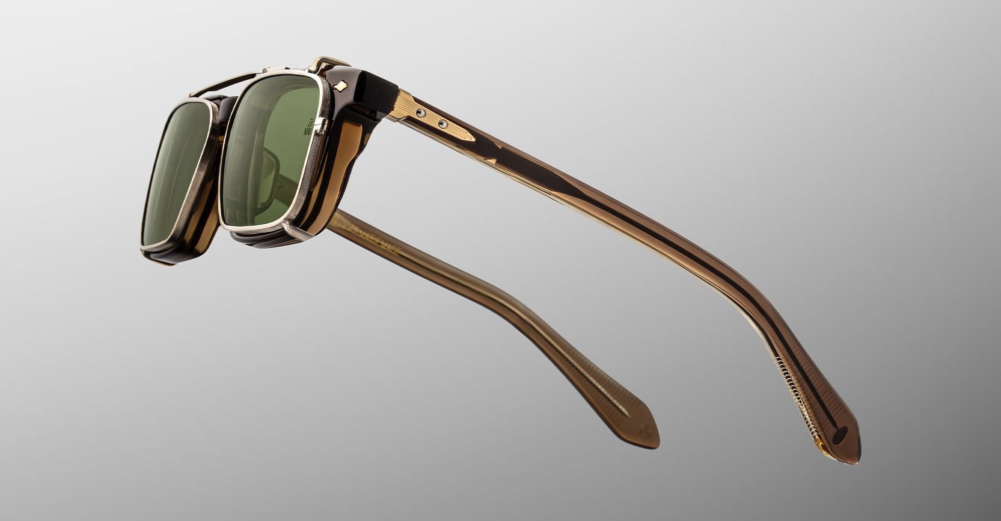 Ottica Mondello Roma - Jacques Marie Mage - JMMMSCP-41 - MOSCOVA CLIP ON - SILVER - Titanium - shape Rectangular - Silver - EYEWEAR - SUNGLASSES - Unisex,Uomo,Donna,Women,Men - lens Green - Made In Japan