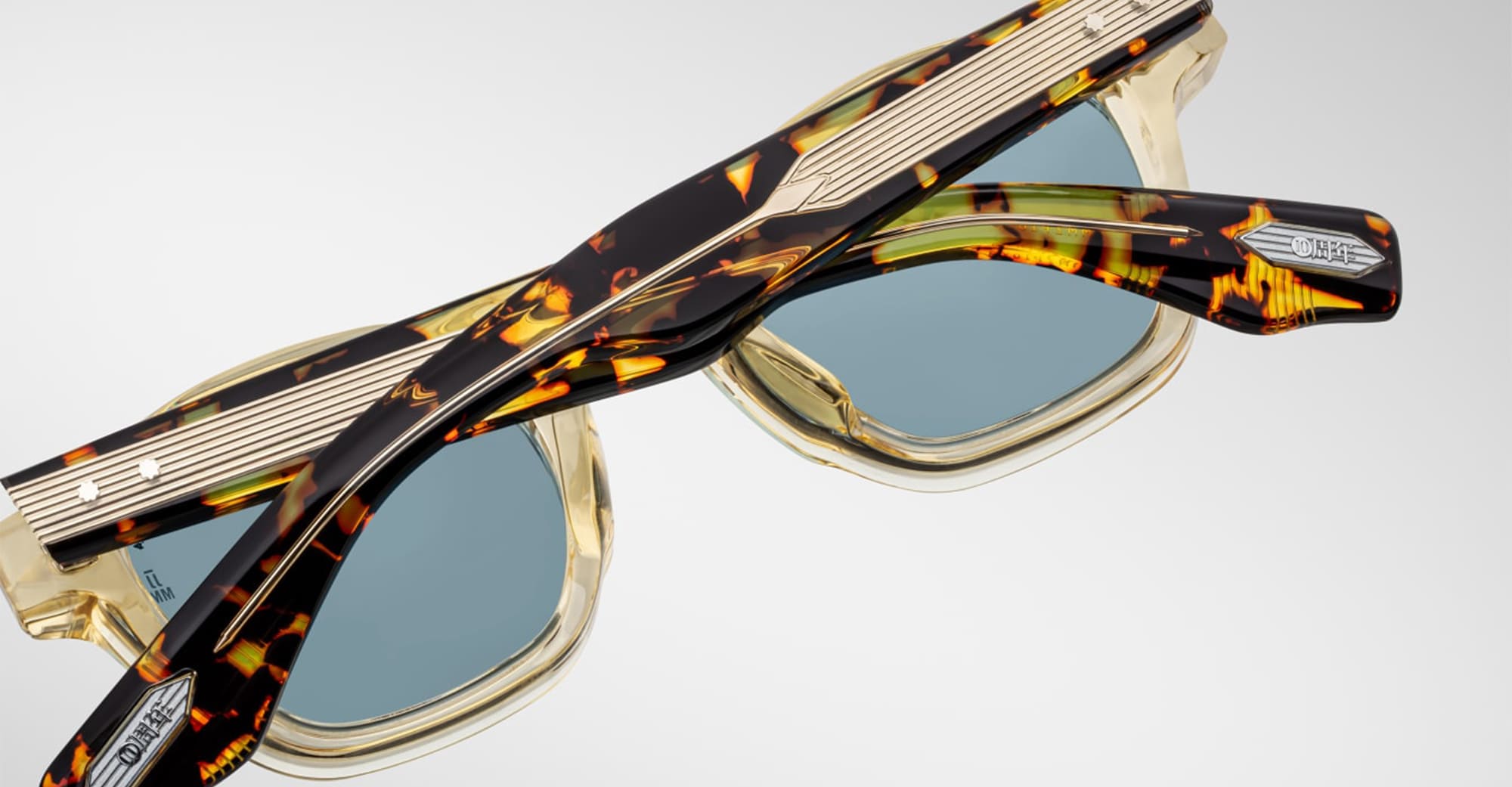 Ottica Mondello Roma - Jacques Marie Mage - JMMZP-10Y3 - DECADE COLLECTION: ZEPHIRIN - DUN - Acetate - shape Squared - beige - EYEWEAR - SUNGLASSES - Uomo,Men - lens Blue - Made In Japan