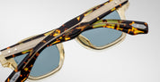 Ottica Mondello Roma - Jacques Marie Mage - JMMZP-10Y3 - DECADE COLLECTION: ZEPHIRIN - DUN - Acetate - shape Squared - beige - EYEWEAR - SUNGLASSES - Uomo,Men - lens Blue - Made In Japan