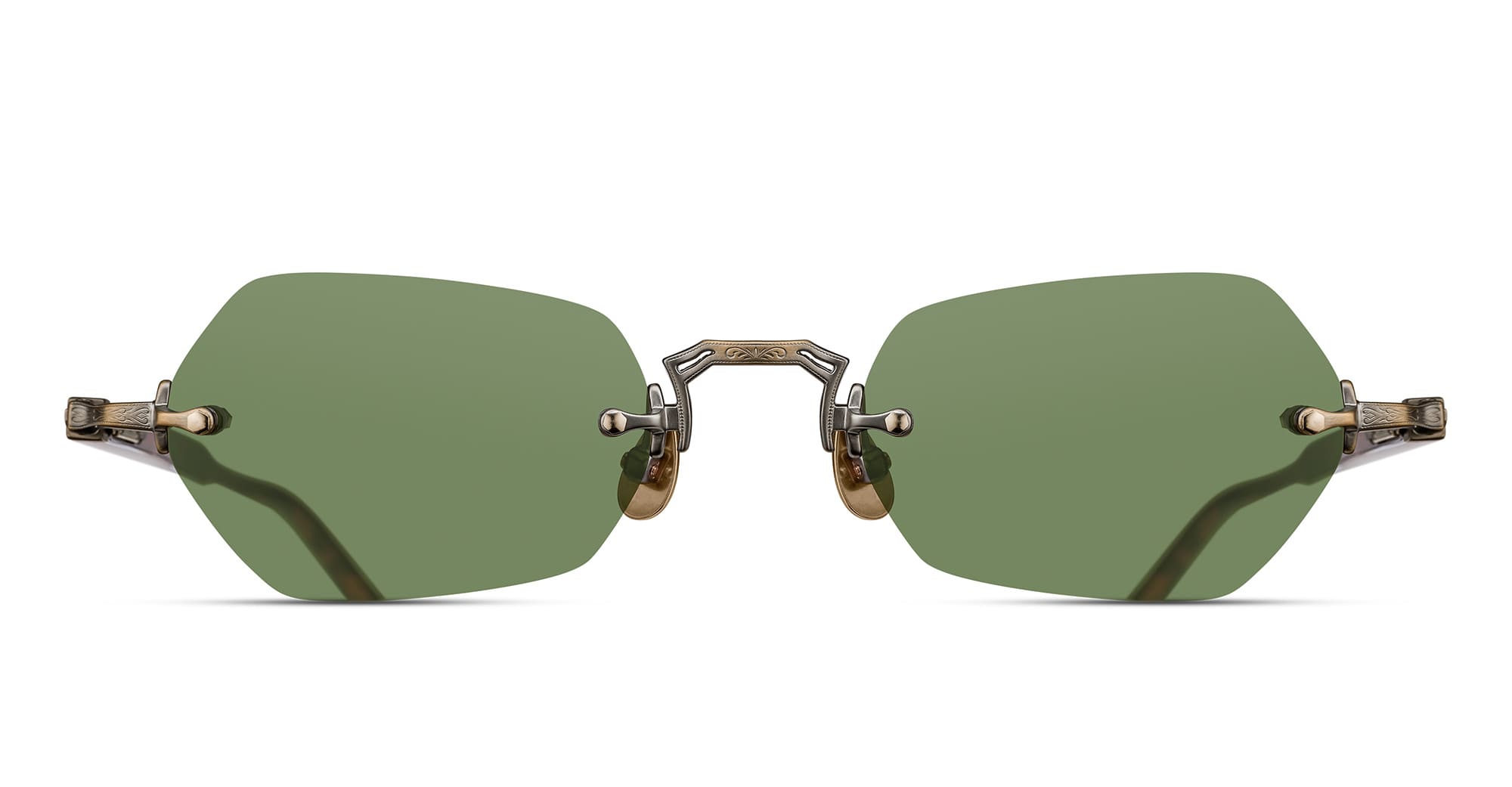 Ottica Mondello Roma - Matsuda - M5011.SG.AG-DTO.50 - M5011 - ANTIQUE GOLD / DARK TORTOISE - titanium, acetate - shape Hexagonal - gold, tortoise - EYEWEAR - SUNGLASSES - Unisex,Uomo,Donna,Women,Men - lens Green - Made In Japan