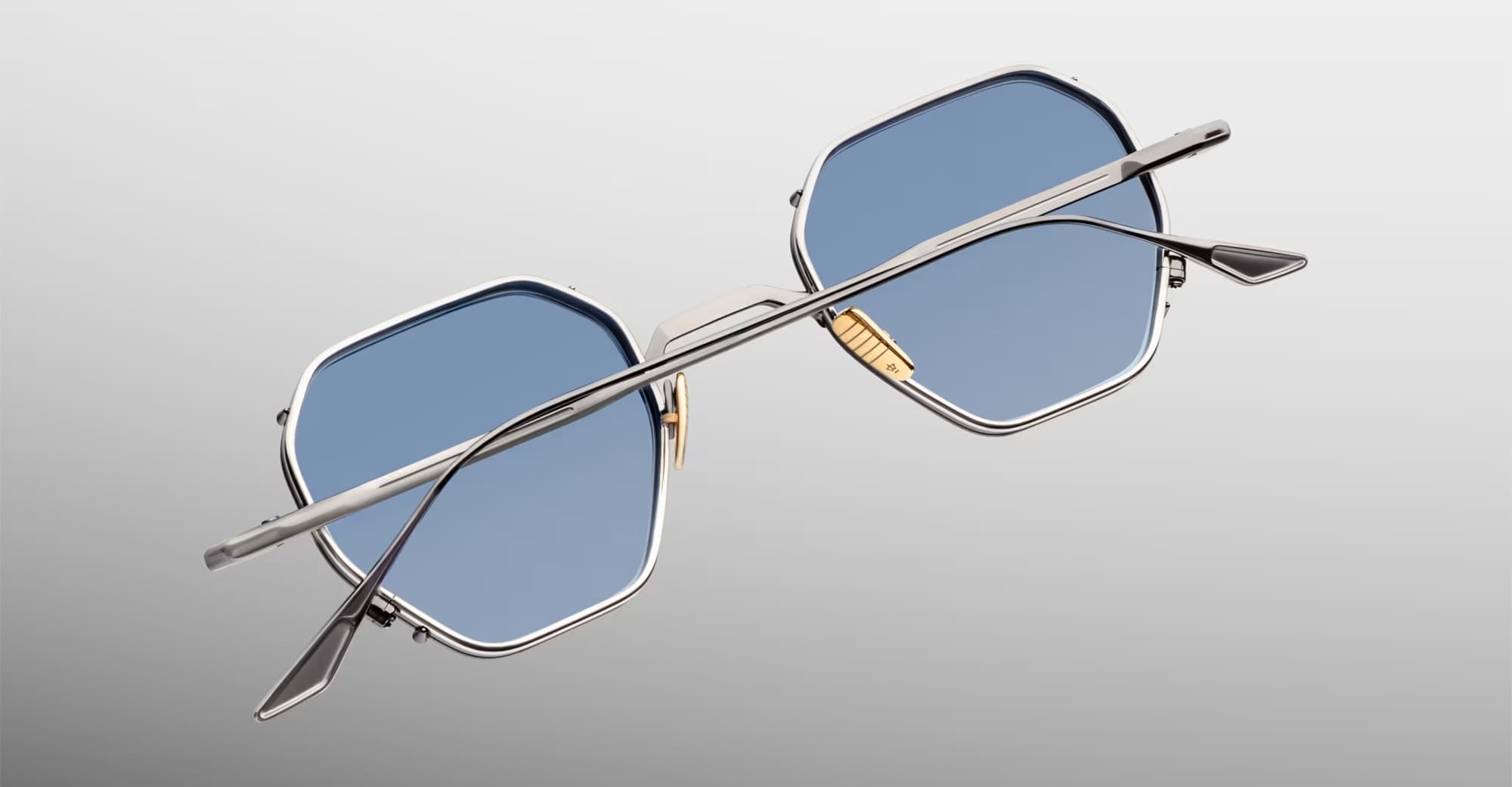 Ottica Mondello Roma - Jacques Marie Mage - JMMRMT-2K - VERLAINE - ANTIQUE SILVER - Titanium - shape Octagonal - Silver - EYEWEAR - SUNGLASSES - Unisex,Uomo,Donna,Women,Men - lens Blue - Made In Japan