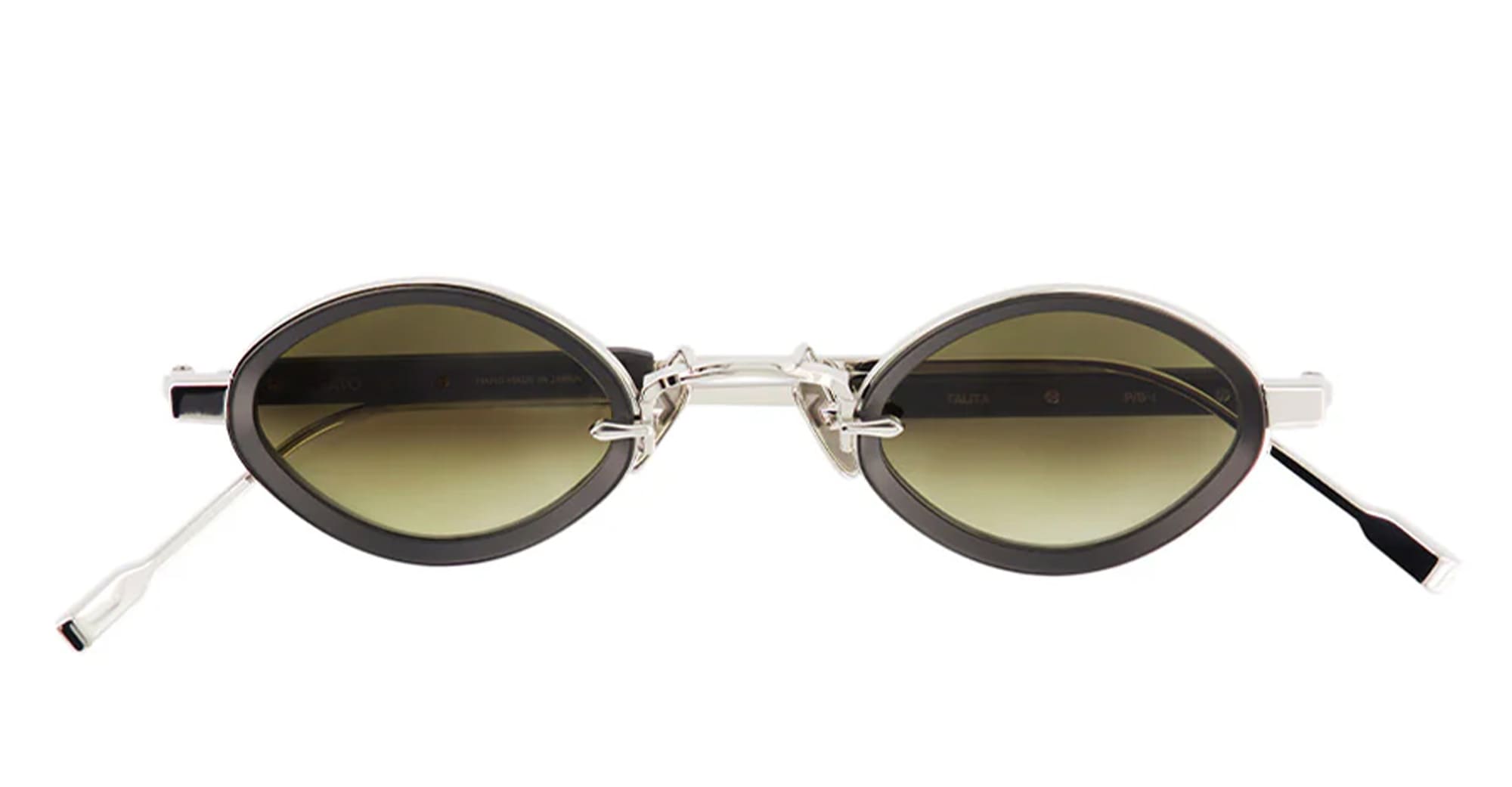 Ottica Mondello Roma - Sato - Talita-P-B-1 - TALITA - PLATINUM / MATT BLACK - Acetate, titanium - shape Oval - silver, black - EYEWEAR - SUNGLASSES - Unisex,Uomo,Donna,Women,Men - lens Gradient green - Made In Japan