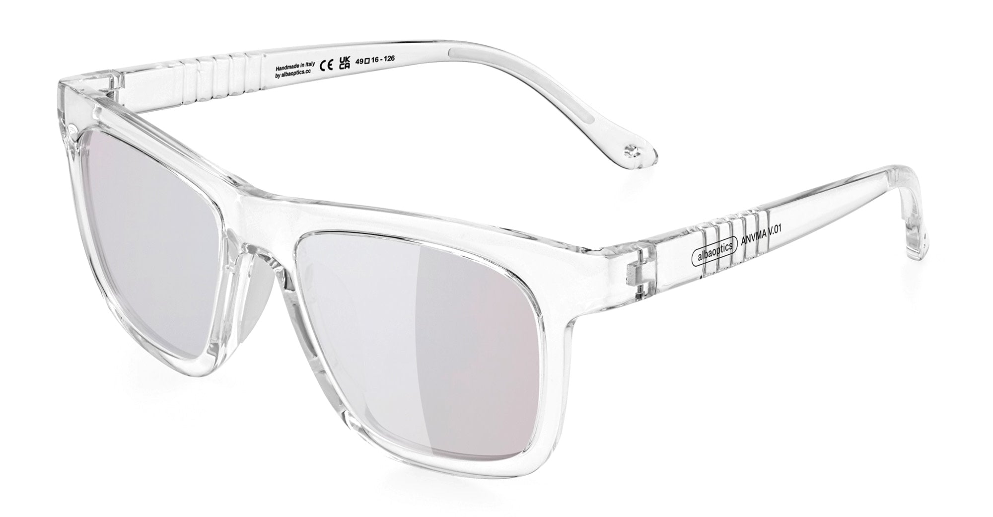 Ottica Mondello Roma - Alba Optics - 8050054517155 - ANVMA V.01 - CRYSTAL GLOSSY / VZUM ALU - Tr90 - shape Squared - Crystal - EYEWEAR - SUNGLASSES - Unisex,Uomo,Donna,Women,Men - lens Grey - Made In Italy