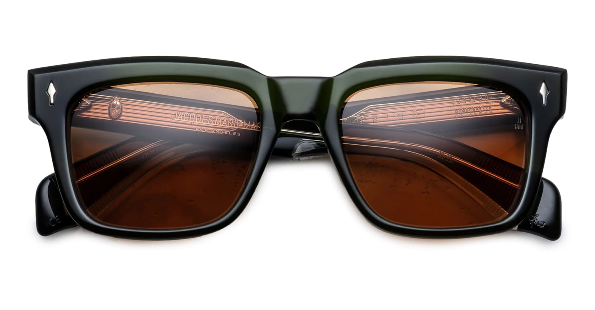 Ottica Mondello Roma - Jacques Marie Mage - JMMTR-18L - TORINO - BORNEO - Acetate - shape Rectangular - green - EYEWEAR - SUNGLASSES - Unisex,Uomo,Donna,Women,Men - lens orange - Made In Japan