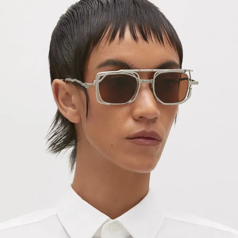 Ottica Mondello Roma - Kuboraum - KRSZ51SI0000002B - MASK Z51 SI - SILVER - metal, acetate - shape Squared - Silver - EYEWEAR - SUNGLASSES - Unisex,Uomo,Donna,Women,Men - lens Brown - Made In Italy