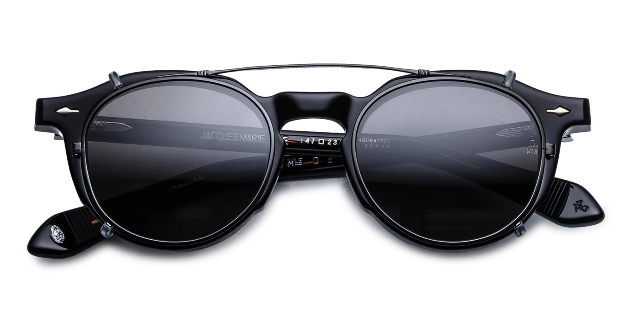 Ottica Mondello Roma - Jacques Marie Mage - JMMDYCP-88 - DEMONCEY CLIP ON - BLACK - Titanium - shape Round - Black - EYEWEAR - SUNGLASSES - Unisex,Uomo,Donna,Women,Men - lens Black - Made In Japan