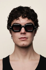 Ottica Mondello Roma - Paloceras - DB-SX - PEBBLE - Double Black SX - Acetate - shape Squared - Black - EYEWEAR - SUNGLASSES - Unisex,Uomo,Donna,Women,Men - lens Gradient grey - Made In China