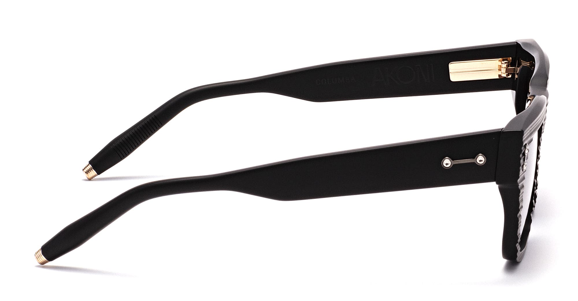 Ottica Mondello Roma - Akoni - AKS-100D-54 - COLUMBA - MATTE BLACK / SCRAPED - 54 - Acetate - shape Squared - Olive - EYEWEAR - SUNGLASSES - Unisex,Uomo,Donna,Women,Men - lens dark grey - Made In Japan