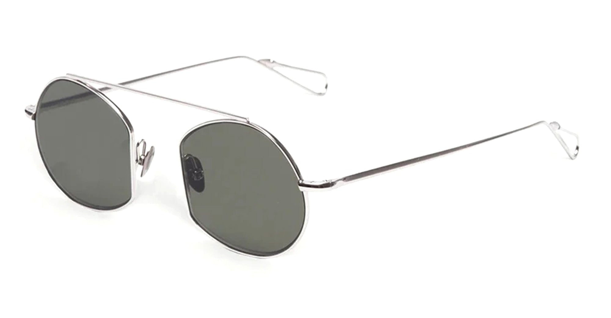 Ottica Mondello Roma - Ahlem - AHL.000102.SUN - Places des Victoires - White Gold / Green Lens - Metal - shape Round - white gold - EYEWEAR - SUNGLASSES - Unisex,Uomo,Donna,Women,Men - lens Green - Made In France