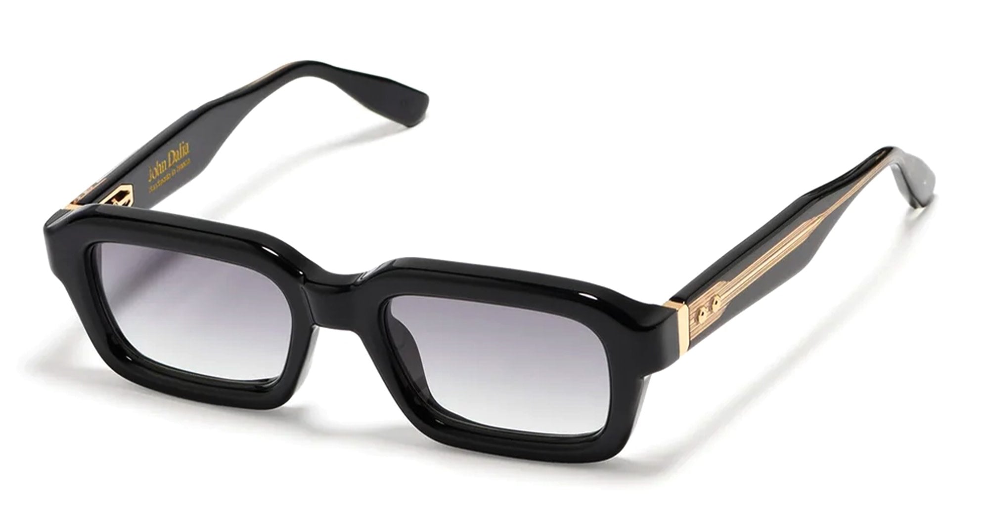Ottica Mondello Roma - John Dalia - P15-C600 - PROJECT 15 -  C600 Shiny Black / Yellow Gold - Acetate - shape Rectangular - Black, gold - EYEWEAR - SUNGLASSES - Unisex,Uomo,Donna,Women,Men - lens Gradient grey - Made In France