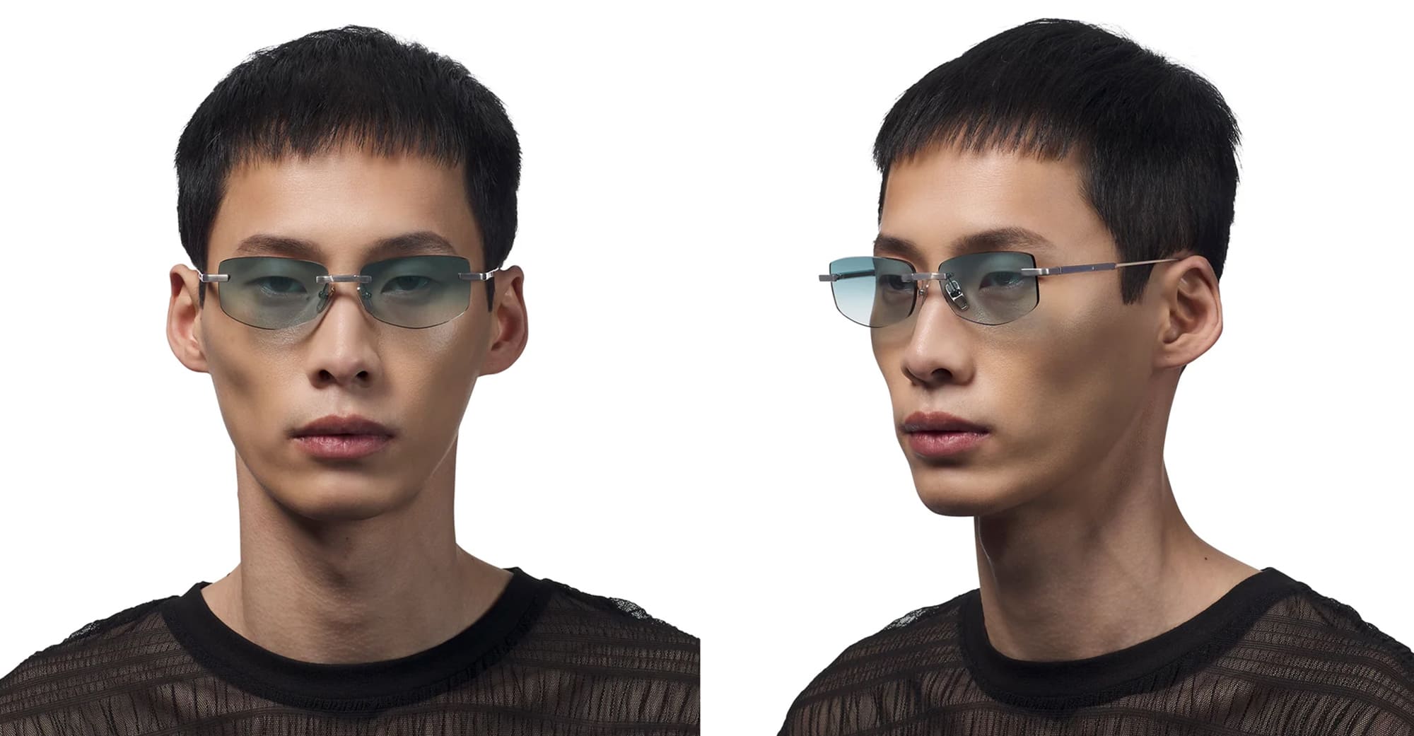 Ottica Mondello Roma - DITA - DTS182-A-03 - TRYSIM.75 - ANTIQUE SILVER / WHITE GOLD  - Titanium - shape Rectangular - Silver - EYEWEAR - SUNGLASSES - Unisex,Uomo,Donna,Women,Men - lens Gradient blue - Made In Japan