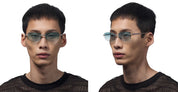 Ottica Mondello Roma - DITA - DTS182-A-03 - TRYSIM.75 - ANTIQUE SILVER / WHITE GOLD  - Titanium - shape Rectangular - Silver - EYEWEAR - SUNGLASSES - Unisex,Uomo,Donna,Women,Men - lens Gradient blue - Made In Japan