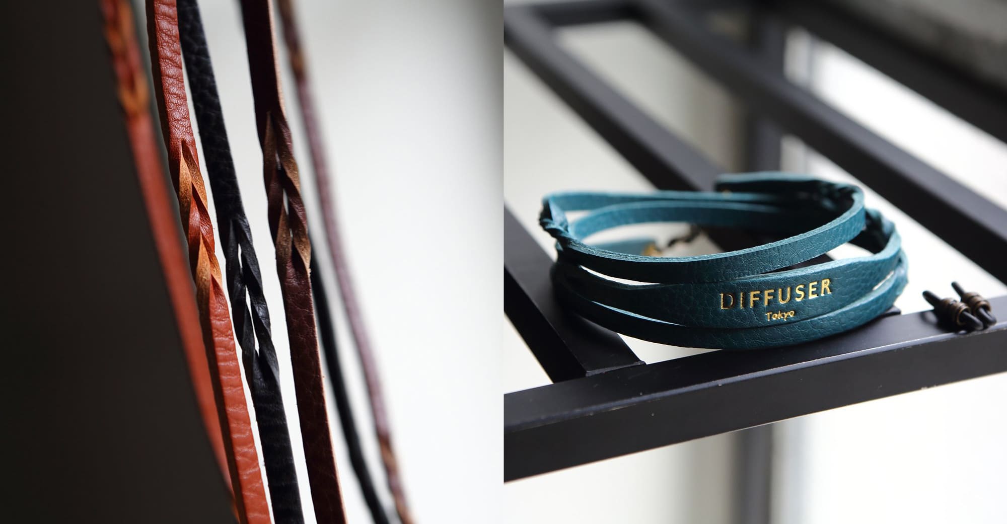Twisted leather soft bracelet cord - blue