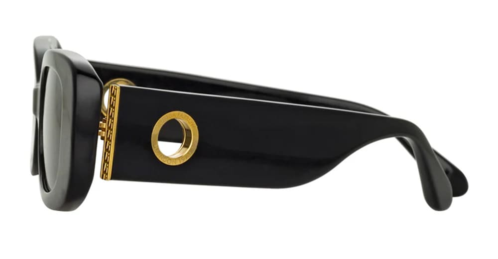 Ottica Mondello Roma - LINDA FARROW - LFL1117C1SUN - LOLA - BLACK / YELLOW GOLD - Acetate - shape Rectangular - Black - EYEWEAR - SUNGLASSES - Donna,Women - lens Grey - Made In Italy
