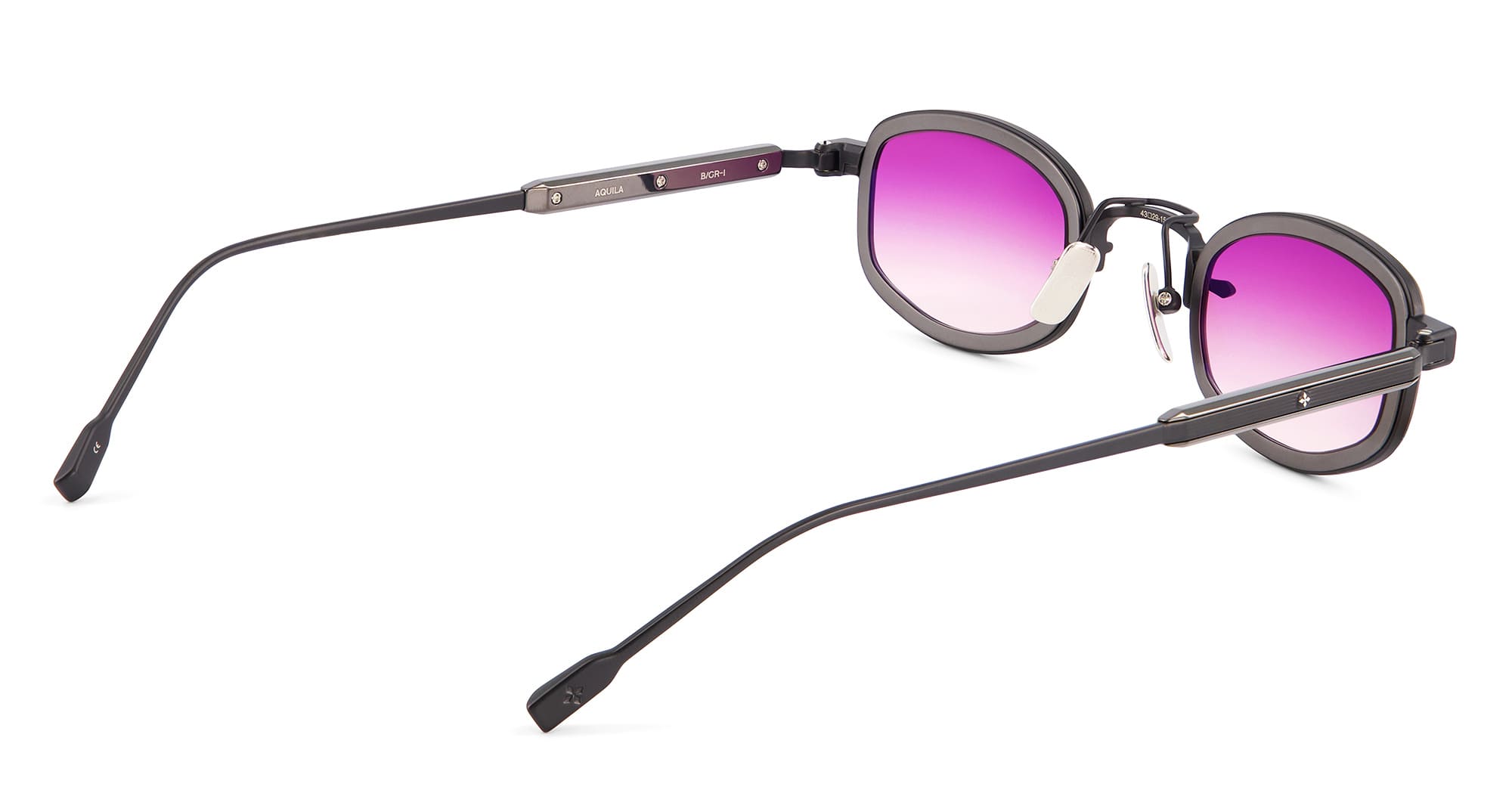 Ottica Mondello Roma - Sato - Aquila-B-GR-1 - AQUILA - MATTE BLACK / GR50 - Acetate, titanium - shape Oval - Black - EYEWEAR - SUNGLASSES - Unisex,Uomo,Donna,Women,Men - lens purple gradient - Made In Japan