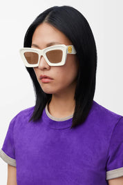Ottica Mondello Roma - Loewe - LW40145I5225E - LW40145I - WHITE - Acetate - shape Cat-eye - White - EYEWEAR - SUNGLASSES - Donna,Women - lens Brown - Made In Italy