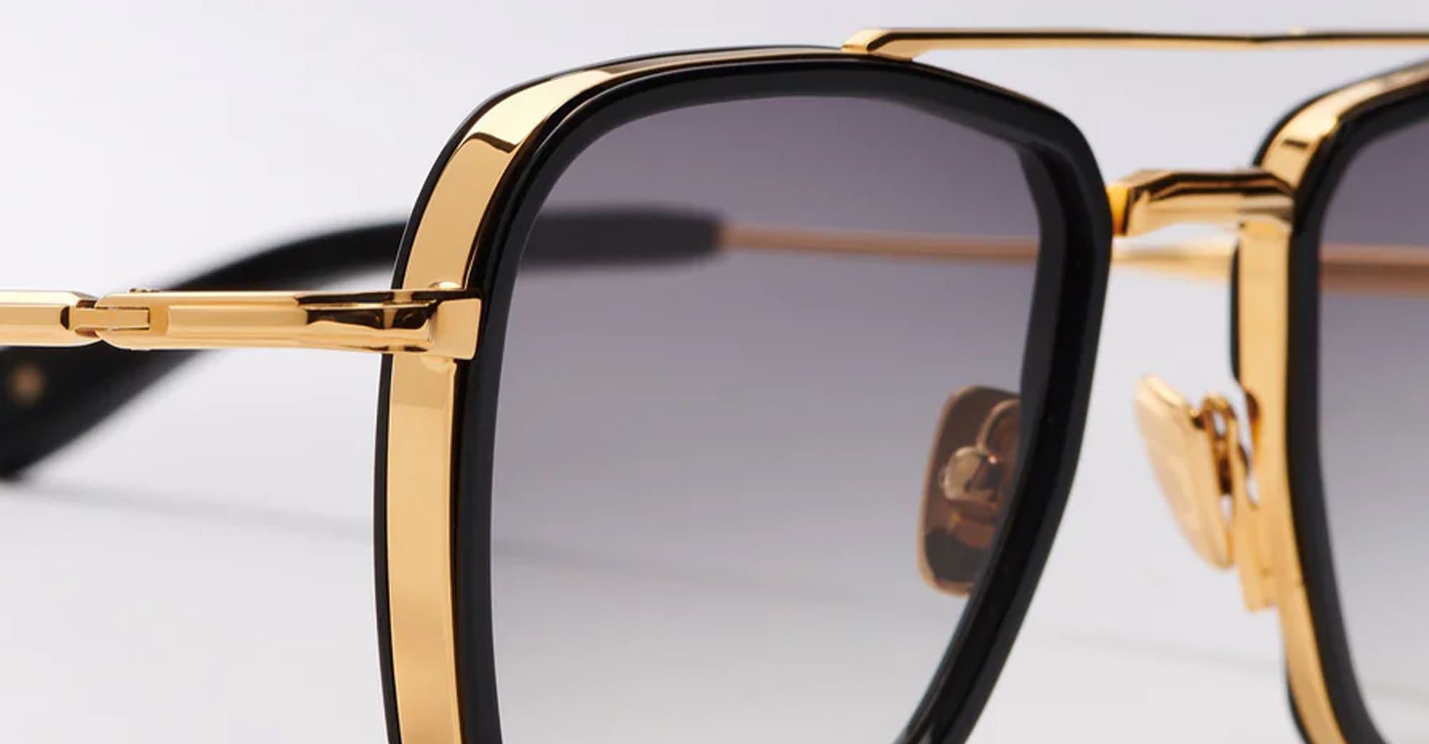 Ottica Mondello Roma - John Dalia - KAI-C302 - KAÏ - C302 Shiny Black / Carbon / Yellow Gold - Metal - shape Geometric - Black, gold - EYEWEAR - SUNGLASSES - Unisex,Uomo,Donna,Women,Men - lens Gradient grey - Made In France
