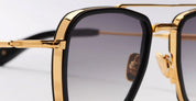 Ottica Mondello Roma - John Dalia - KAI-C302 - KAÏ - C302 Shiny Black / Carbon / Yellow Gold - Metal - shape Geometric - Black, gold - EYEWEAR - SUNGLASSES - Unisex,Uomo,Donna,Women,Men - lens Gradient grey - Made In France