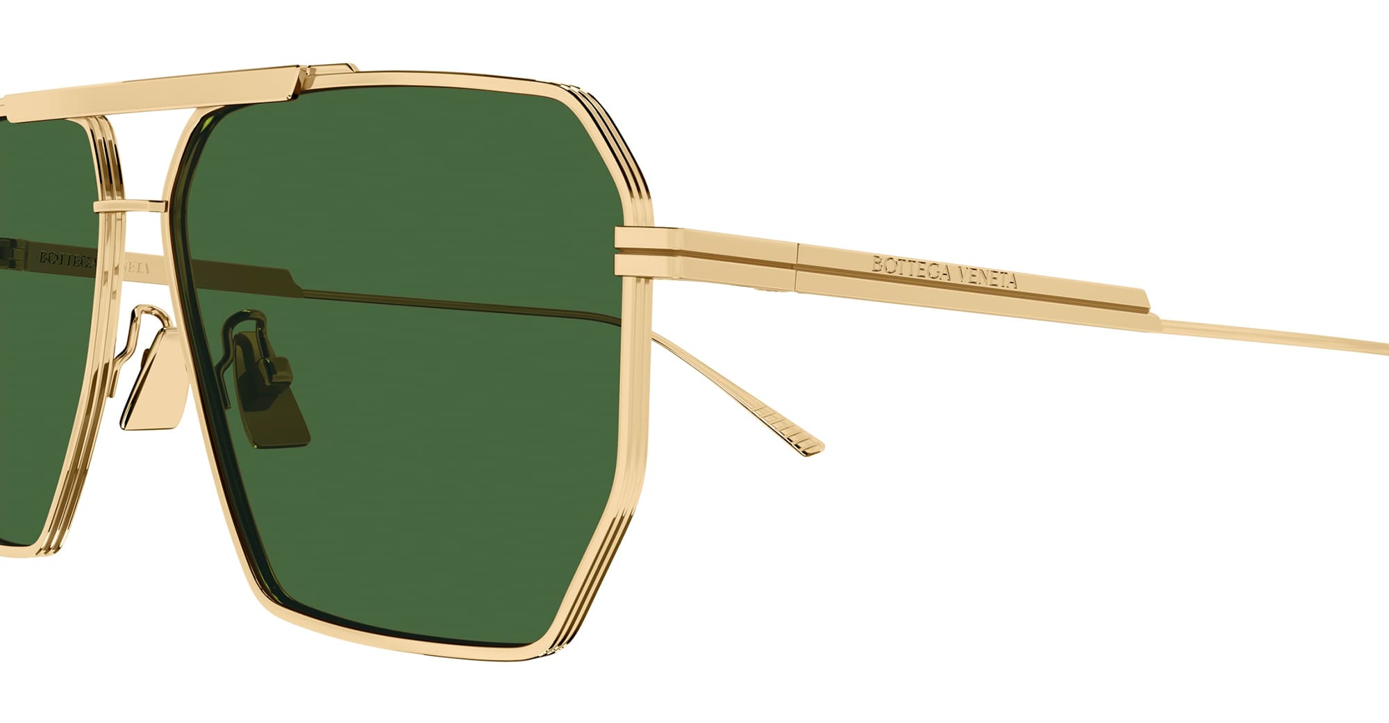 Ottica Mondello Roma - Bottega Veneta - BV1012S-004 - BV1012S-004 - GOLD / GREEN LENS - Metal - shape Squared - Gold - EYEWEAR - SUNGLASSES - Unisex,Uomo,Donna,Women,Men - lens Green - Made In Italy