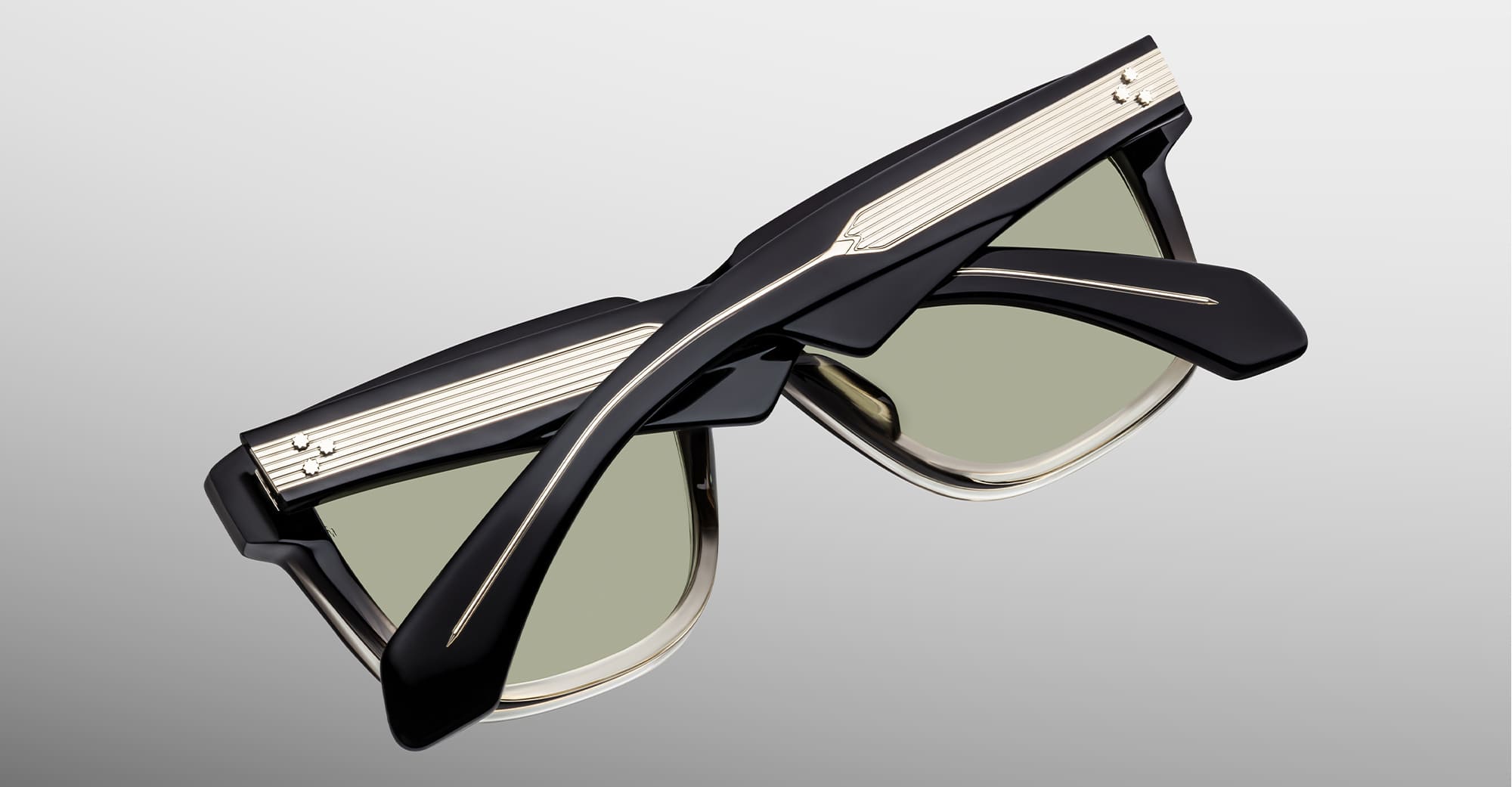 Ottica Mondello Roma - Jacques Marie Mage - JMMHYS-3R - HYANNIS - BLACK FADE - Acetate - shape Rectangular - Black - EYEWEAR - SUNGLASSES - Unisex,Uomo,Donna,Women,Men - lens light green - Made In Japan
