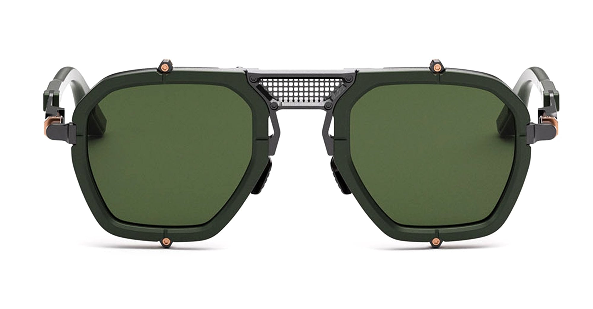  GREEN LENS - Acetate, metal - shape Navigator - green, grey - EYEWEAR - SUNGLASSES - Unisex,Uomo,Donna,Women,Men - lens Green - Made In Italy