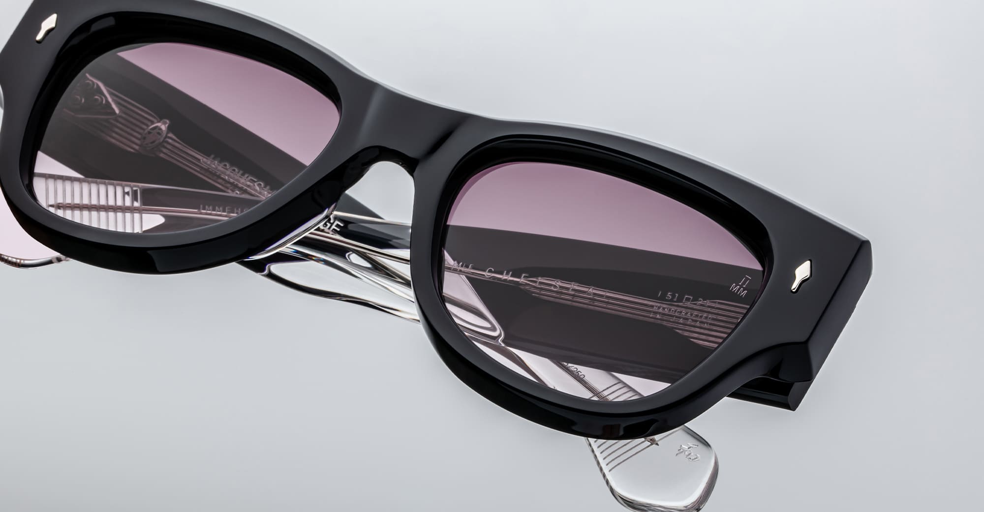 Ottica Mondello Roma - Jacques Marie Mage - JMMEH-8F - CHELSEA - SKYE - Acetate - shape Round - Black - EYEWEAR - SUNGLASSES - Donna,Women - lens purple gradient - Made In Japan