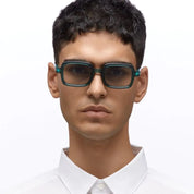 Ottica Mondello Roma - Kuboraum - KRS0P2HB0000002F - MASK P2 HB - HAMBURGER BANOFF - Metal - shape Rectangular - green - EYEWEAR - SUNGLASSES - Unisex,Uomo,Donna,Women,Men - lens light grey - Made In Italy