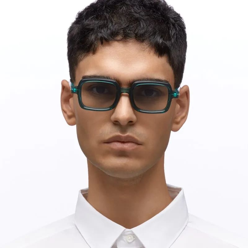 Ottica Mondello Roma - Kuboraum - KRS0P2HB0000002F - MASK P2 HB - HAMBURGER BANOFF - Metal - shape Rectangular - green - EYEWEAR - SUNGLASSES - Unisex,Uomo,Donna,Women,Men - lens light grey - Made In Italy