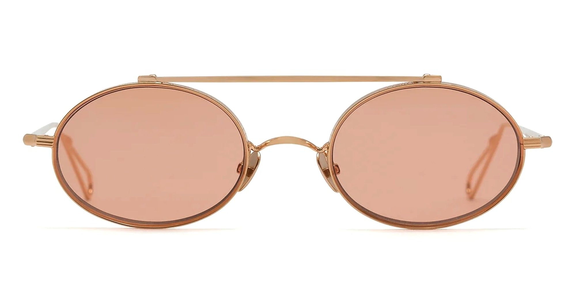  Peach Lens - Metal - shape Oval - Gold - EYEWEAR - SUNGLASSES - Unisex,Uomo,Donna,Women,Men - lens Pink - Made In France