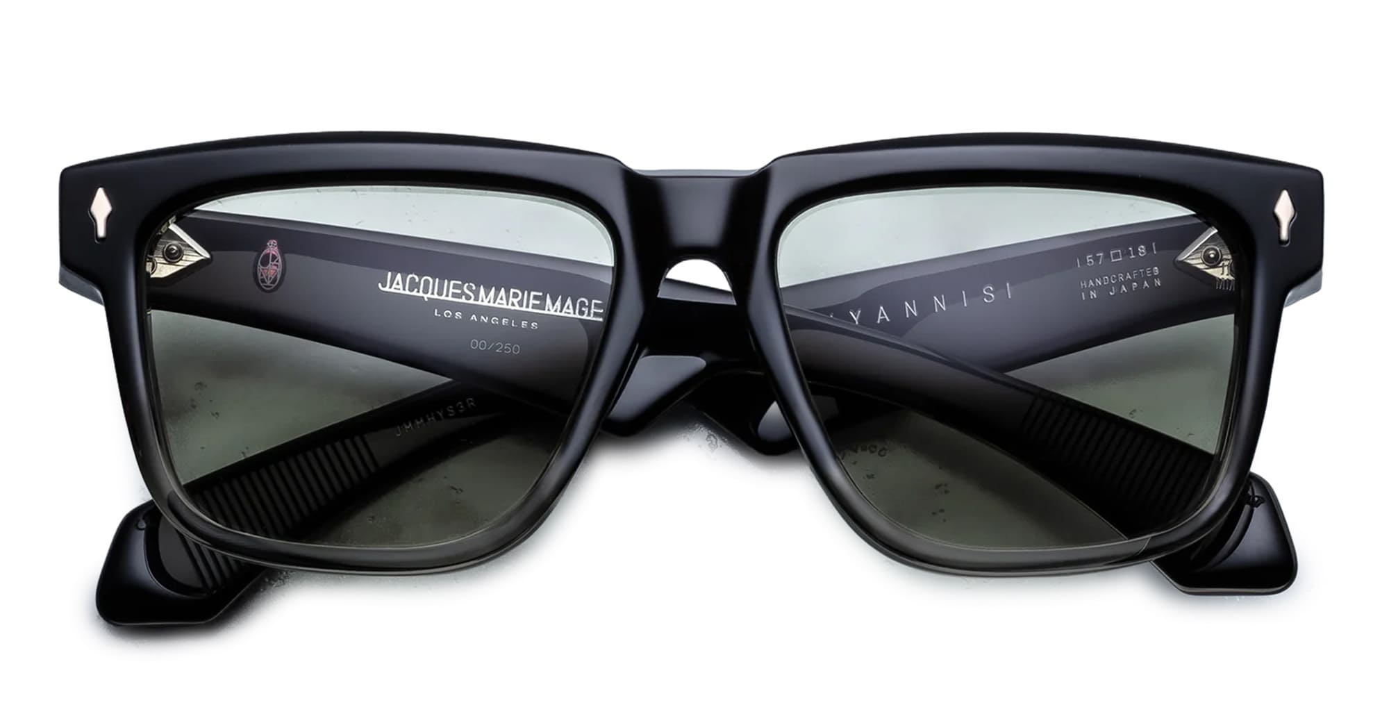 Ottica Mondello Roma - Jacques Marie Mage - JMMHYS-3R - HYANNIS - BLACK FADE - Acetate - shape Rectangular - Black - EYEWEAR - SUNGLASSES - Unisex,Uomo,Donna,Women,Men - lens light green - Made In Japan