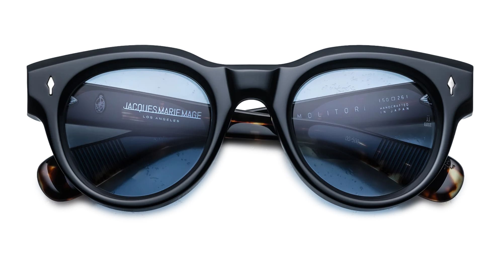Ottica Mondello Roma - Jacques Marie Mage - JMMLM-01 - MOLITOR - NOIR - Acetate - shape Round - Black - EYEWEAR - SUNGLASSES - Unisex,Uomo,Donna,Women,Men - lens Blue - Made In Japan