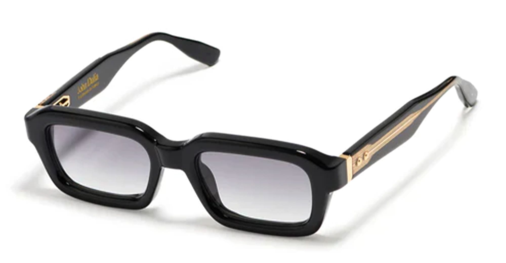 Ottica Mondello Roma - John Dalia - P15-C600 - PROJECT 15 -  C600 Shiny Black / Yellow Gold - Acetate - shape Rectangular - Black, gold - EYEWEAR - SUNGLASSES - Unisex,Uomo,Donna,Women,Men - lens Gradient grey - Made In France