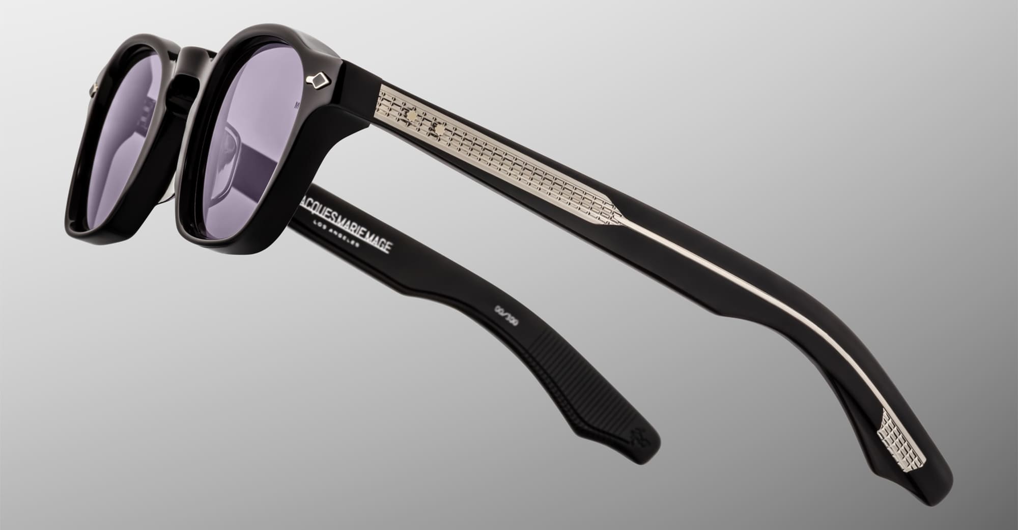 Ottica Mondello Roma - Jacques Marie Mage - JMMZP-K28 - ZEPHIRIN EPOXY II - FUMÉE - Acetate - shape Squared - Black - EYEWEAR - SUNGLASSES - Unisex,Uomo,Donna,Women,Men - lens purple - Made In Japan