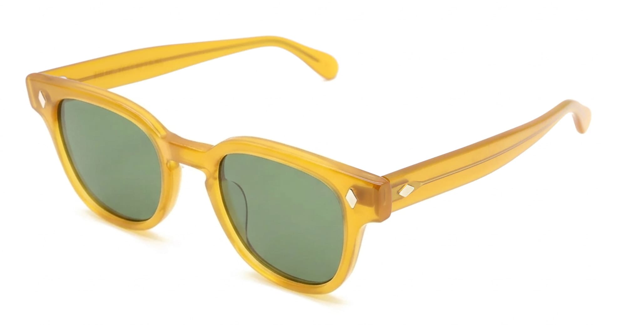 Ottica Mondello Roma - Julius Tart - JTPL-007S-2B-GN-30 - BRYAN 46X22 - VINTAGE YELLOW / GREEN LENS - Acetate - shape Panto - yellow - EYEWEAR - SUNGLASSES - Unisex,Uomo,Donna,Women,Men - lens Green - Made In Japan