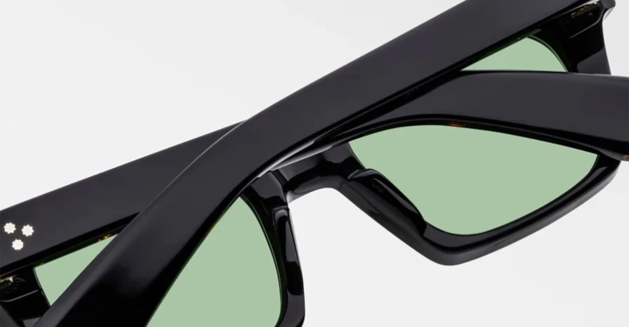 Ottica Mondello Roma - Jacques Marie Mage - JMMQU-9A - JOHNNY CASH BY JMM: QUENTIN - NOIR 9 - Acetate - shape Rectangular - Black - EYEWEAR - SUNGLASSES - Uomo,Men - lens Green - Made In Japan