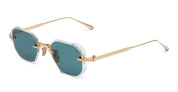 Ottica Mondello Roma - Akoni - AKS-307E-47 - JUNO-TWO - CRYSTAL CLEAR/ 12K GOLD - Acetate, titanium - shape Squared - crystal, gold - EYEWEAR - SUNGLASSES - Unisex,Uomo,Donna,Women,Men - lens emerald green - Made In Japan