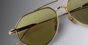 Ottica Mondello Roma - Cutler and Gross - GFSN-017-54-03 - THE GREAT FROG - LYNOTT - GOLD - Titanium - shape Aviator - Gold - EYEWEAR - SUNGLASSES - Unisex,Uomo,Donna,Women,Men - lens Green - Made In Japan