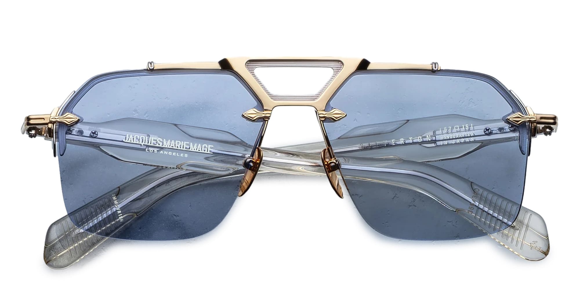 Ottica Mondello Roma - Jacques Marie Mage - JMMSVR-19H - SILVERTON - CIEL - Acetate, titanium - shape Squared - Gold - EYEWEAR - SUNGLASSES - Unisex,Uomo,Donna,Women,Men - lens Blue - Made In Japan