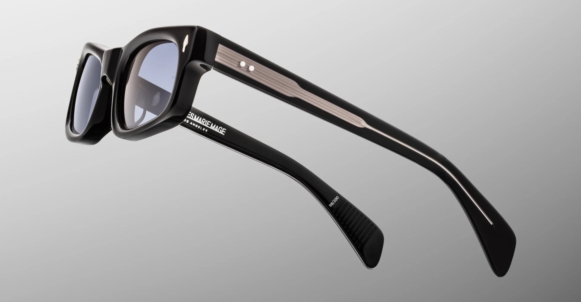 Ottica Mondello Roma - Jacques Marie Mage - JMMIT-K3 - INITIALS - BLACK MIRROR - Acetate - shape Rectangular - Black - EYEWEAR - SUNGLASSES - Unisex,Uomo,Donna,Women,Men - lens Grey - Made In Japan