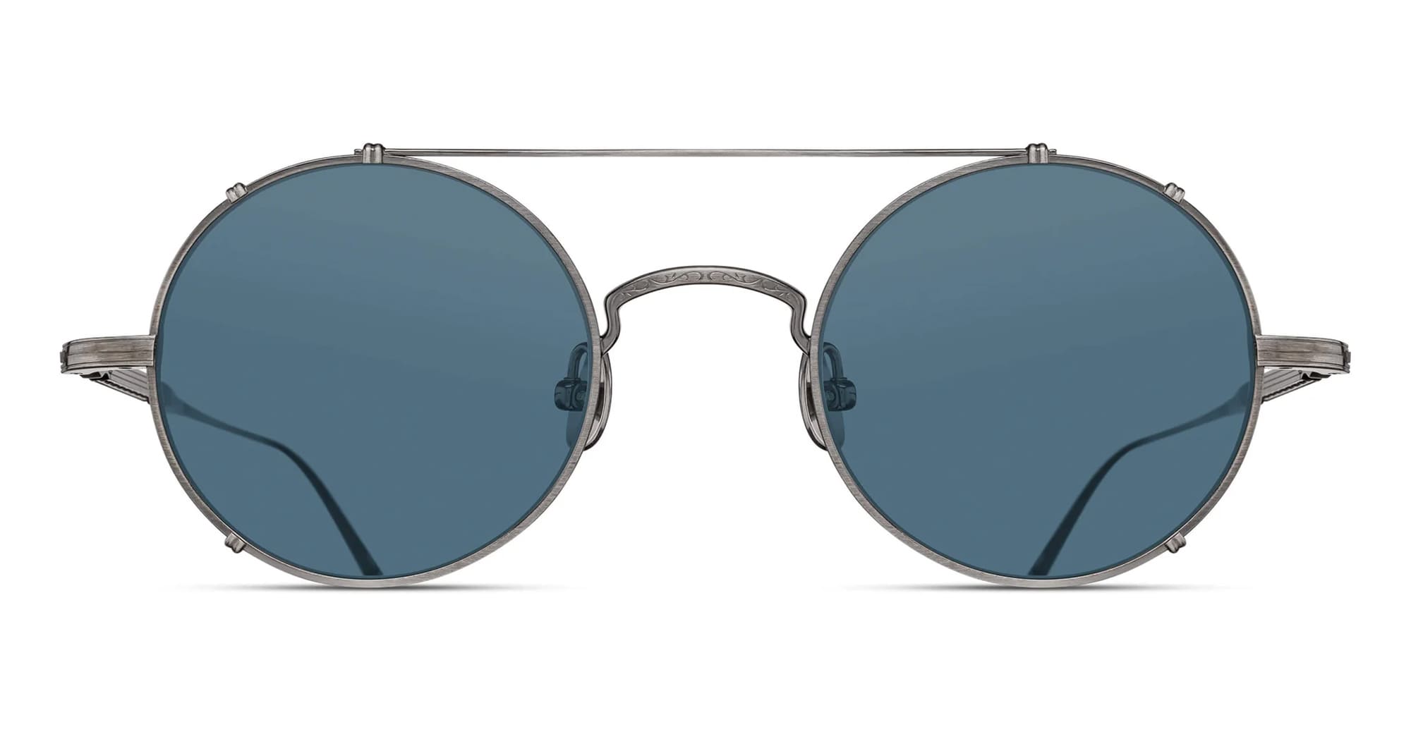 Ottica Mondello Roma - Matsuda - M3143.SG.AS.46 - M3143 - ANTIQUE SILVER / BLUE GREY LENS - Titanium - shape Round - Silver - EYEWEAR - EYEGLASSES - Unisex,Uomo,Donna,Women,Men - lens Blue - Made In Japan
