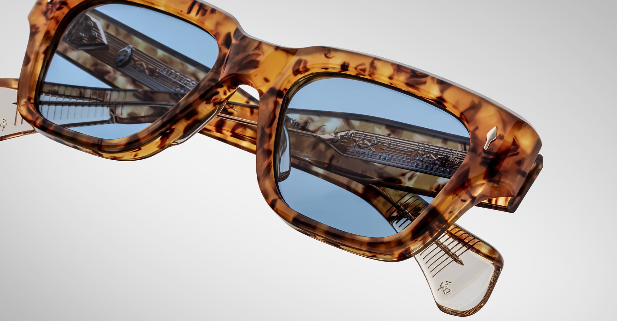 Ottica Mondello Roma - Jacques Marie Mage - JMMFE-13U - FELLINI - CAIRO - Acetate - shape Squared - Havana - EYEWEAR - SUNGLASSES - Unisex,Uomo,Donna,Women,Men - lens Blue - Made In Japan