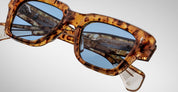 Ottica Mondello Roma - Jacques Marie Mage - JMMFE-13U - FELLINI - CAIRO - Acetate - shape Squared - Havana - EYEWEAR - SUNGLASSES - Unisex,Uomo,Donna,Women,Men - lens Blue - Made In Japan