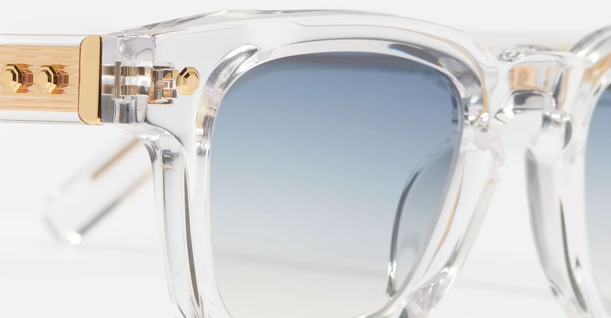 Ottica Mondello Roma - John Dalia - P16-C190-47 - PROJECT 16 (47) -  C190 Crystal / Yellow Gold - Acetate - shape Squared - transparent, gold - EYEWEAR - SUNGLASSES - Unisex,Uomo,Donna,Women,Men - lens Blue - Made In France