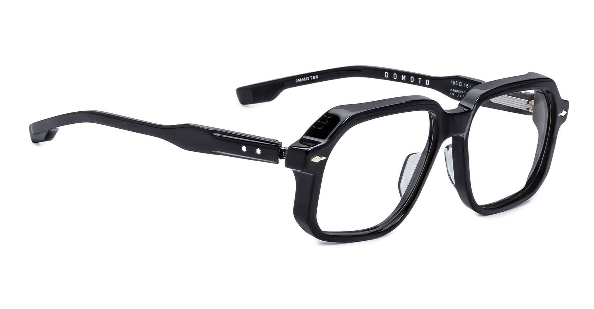 Ottica Mondello Roma - Jacques Marie Mage - JMMOT-88 - DOMOTO - BLACK RX - Acetate - shape Squared - Black - EYEWEAR - SUNGLASSES - Unisex,Uomo,Donna,Women,Men - lens Clear - Made In Japan