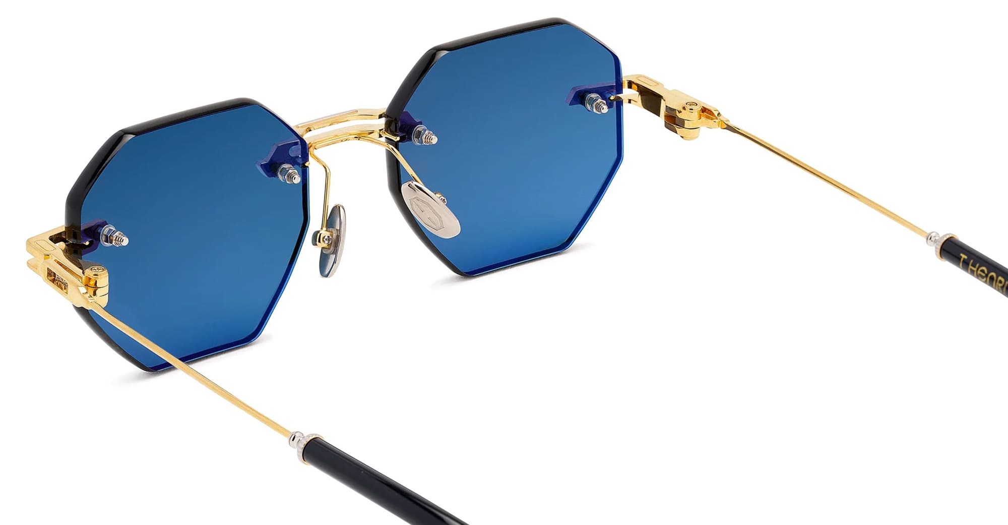 Ottica Mondello Roma - T HENRI - TML - TROFEO - L'OR BLEU - Titanium - shape Octagonal - Gold - EYEWEAR - SUNGLASSES - Unisex,Uomo,Donna,Women,Men - lens Blue - Made In Japan