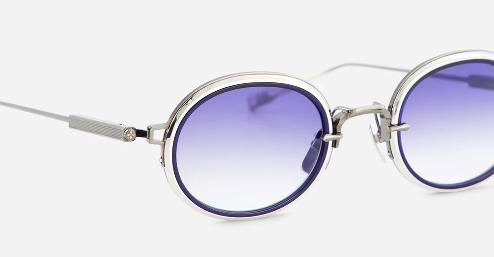 Ottica Mondello Roma - Sato - Acamar-II-AS-P-1 - ACAMAR II - antique silver / platinum - Titanium - shape Oval - Silver - EYEWEAR - SUNGLASSES - Unisex,Uomo,Donna,Women,Men - lens Gradient blue - Made In Japan