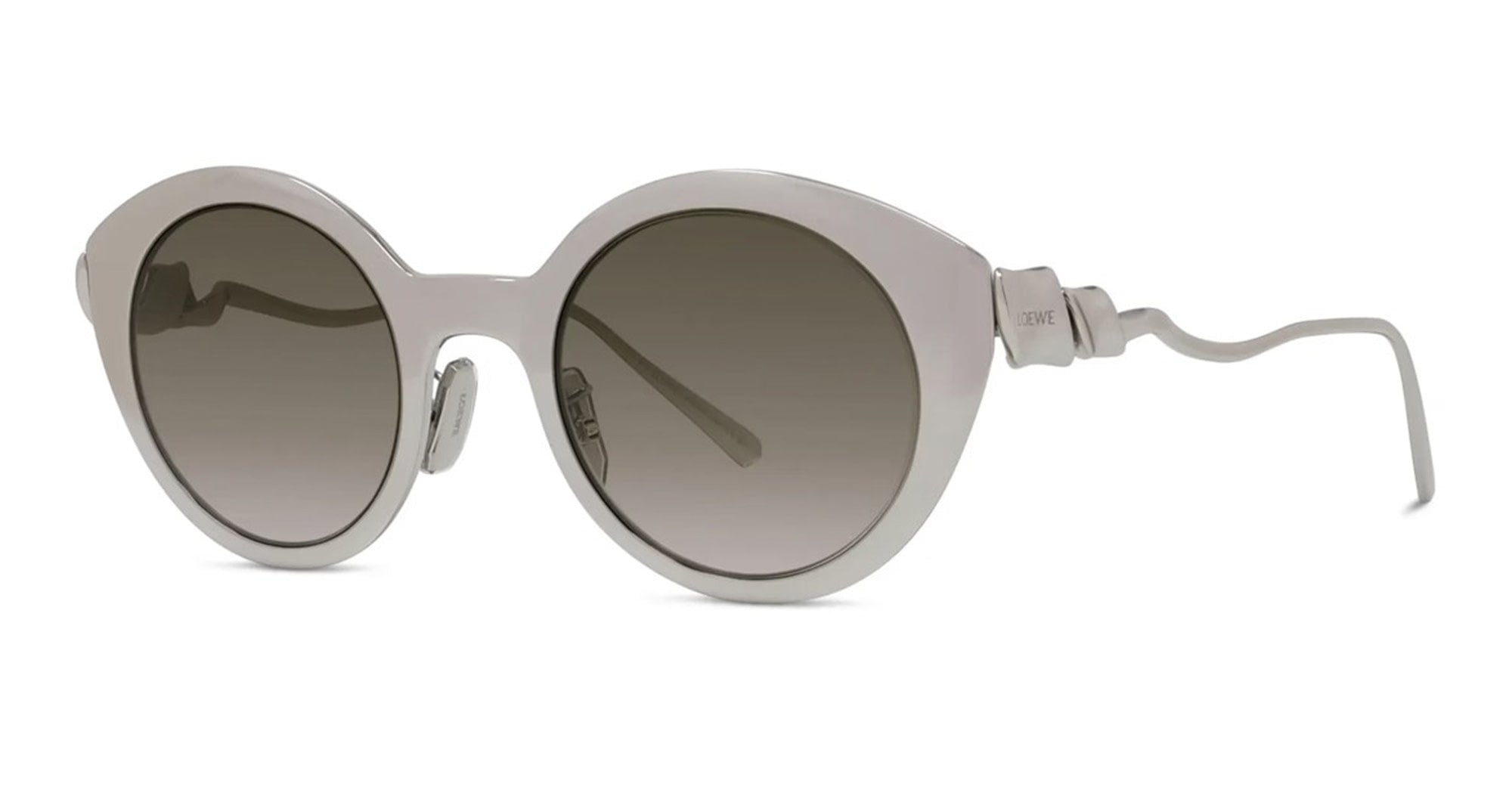 Ottica Mondello Roma - Loewe - LW40205U4816F - COIL SILVER METAL PANTO SUNGLASSES - Metal - shape Round - Silver - EYEWEAR - SUNGLASSES - Donna,Women - lens Gradient brown - Made In Italy
