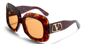 Ottica Mondello Roma - Valentino - VLS-180C-59 - VLS-180C - DARK HAVANA / V-LIGHT GOLD - Acetate - shape Squared - havana, gold - EYEWEAR - SUNGLASSES - Donna,Women - lens orange - Made In Japan