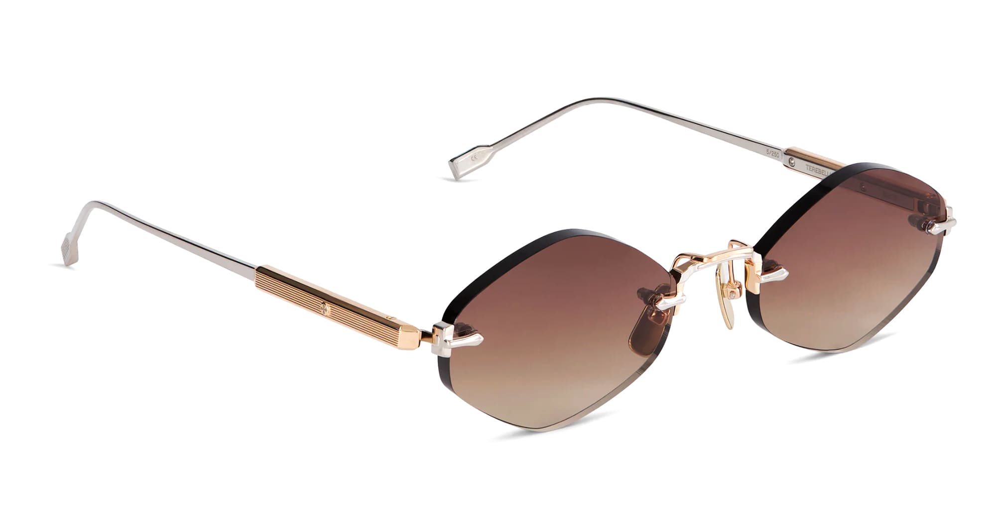 Ottica Mondello Roma - Sato - TEREBELLUM-V-S1204 - TEREBELLUM V - ROSE GOLD / PLATINUM - Titanium - shape Diamond - rose gold - EYEWEAR - SUNGLASSES - Uomo,Men - lens Gradient brown - Made In Japan