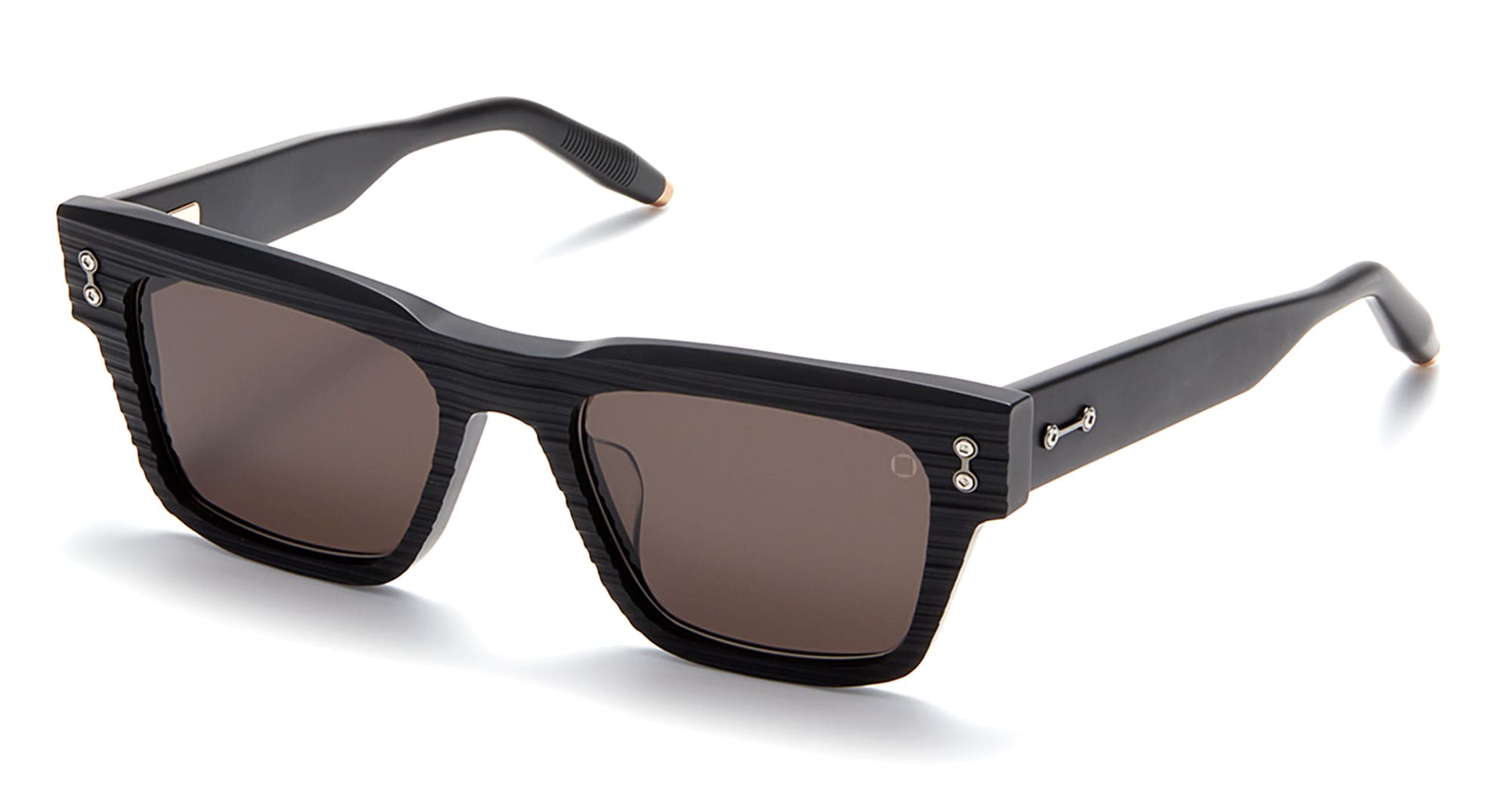 Ottica Mondello Roma - Akoni - AKS-100D-54 - COLUMBA - MATTE BLACK / SCRAPED - 54 - Acetate - shape Squared - Olive - EYEWEAR - SUNGLASSES - Unisex,Uomo,Donna,Women,Men - lens dark grey - Made In Japan